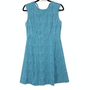 Title Nine Diamelete Mini Dress Womens Size Small Blue Print Cut Out Cross Back